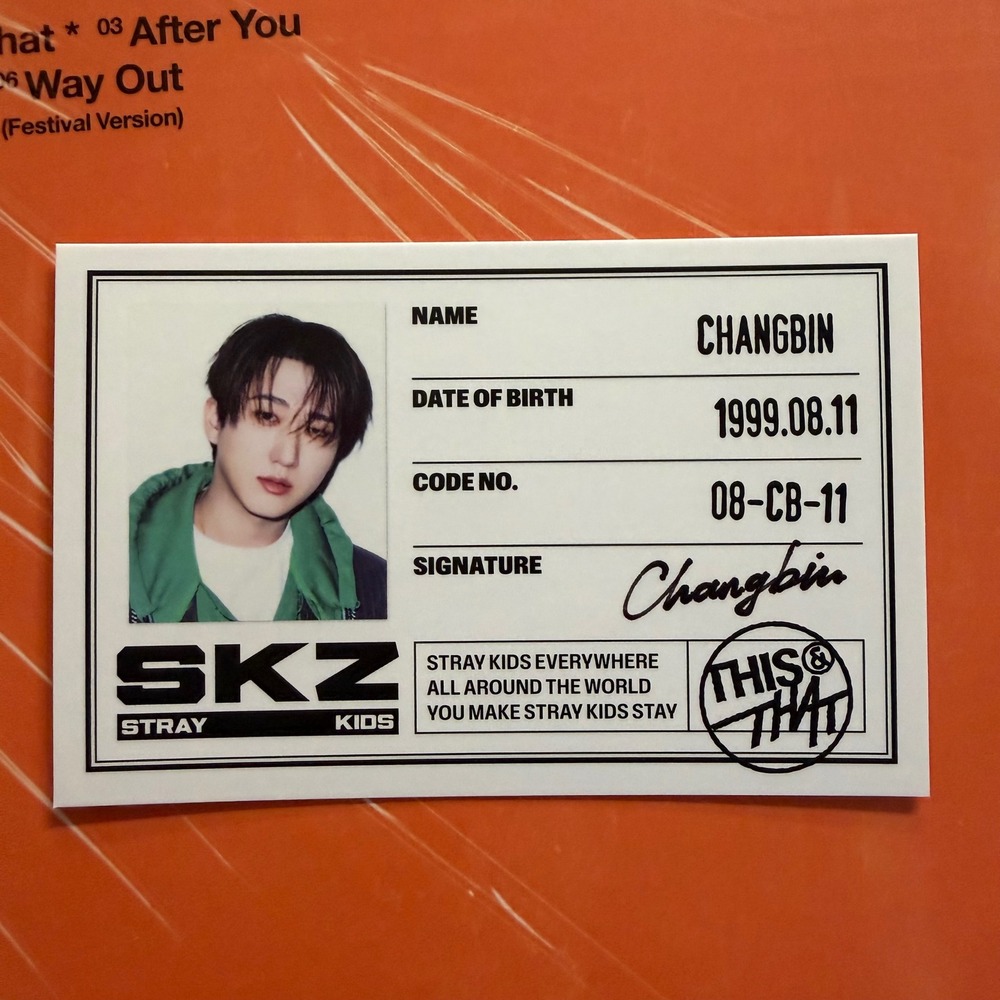 STRAY KIDS CHANGBIN This & That ID Card